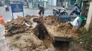 Tiang Pancang Pipa PDAM Diduga Dicuri Sebabkan Kebocoran, Distribusi Terganggu 