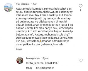 Orang Tua Juara Lomba Adzan Tagih Janji Umroh dari Gubernur Jambi Lewat Medsos
