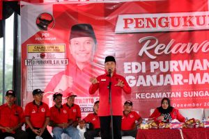 Ribuan Relawan Edi Purwanto For DPR RI dan Ganjar-Mahfud di Sungai Gelam Siap Menangkan Pemilu 2024