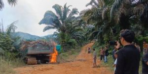 Geram, Warga Pelepat Bakar Alat Berat Untuk Aktivitas PETI