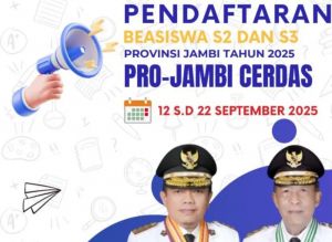 Pemprov Jambi Buka Pendaftaran Beasiswa S2 dan S3, Kuota Terbatas, Ini Syaratnya